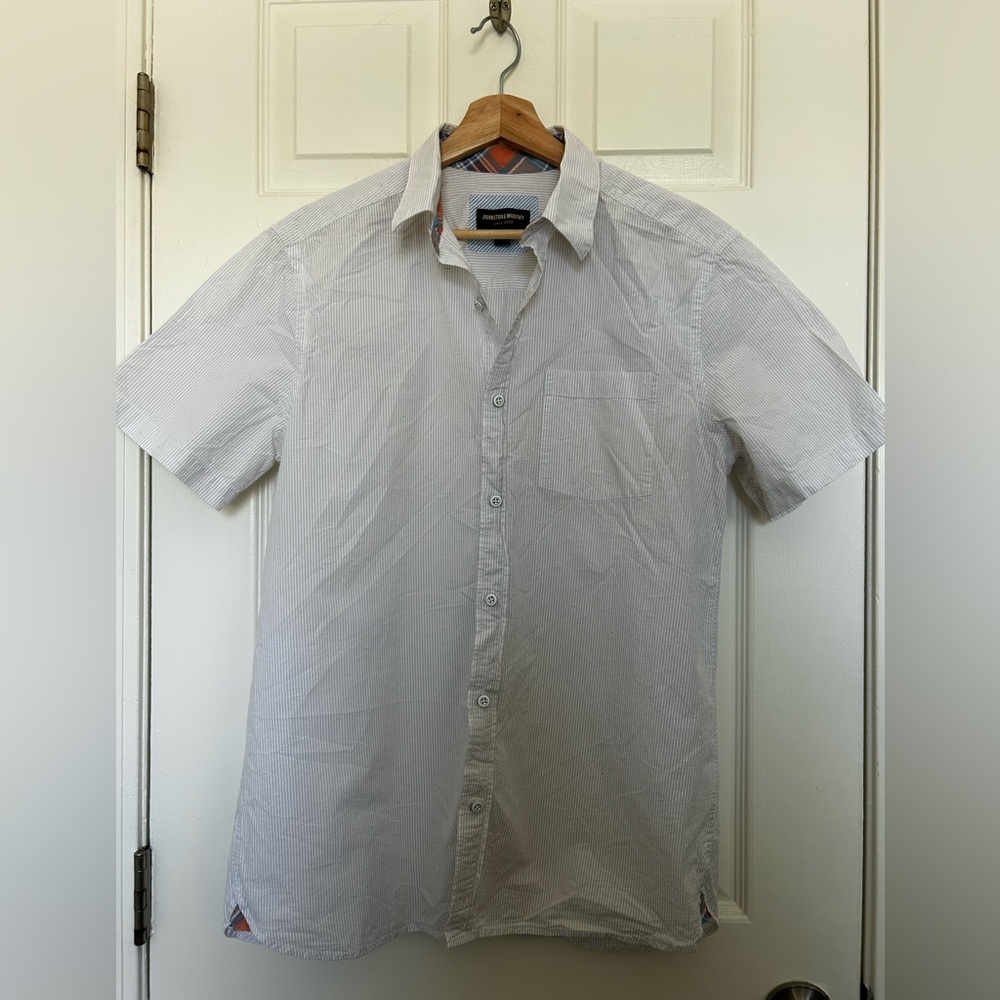 Johnston & Murphy White Short Sleeve Button Up Size Medium